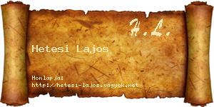 Hetesi Lajos névjegykártya